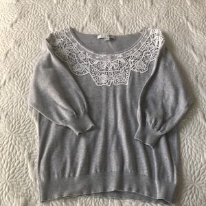 Forever 21 3/4 Sleeve Sweater w/ Lace Detail